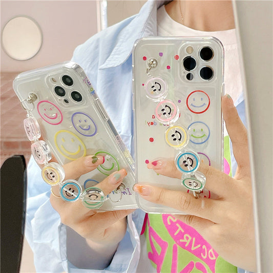 Creative Bracelet Transparent Smiley Face Suitable For iPhone 12promax Apple 11 Mobile Phone Case  X/13